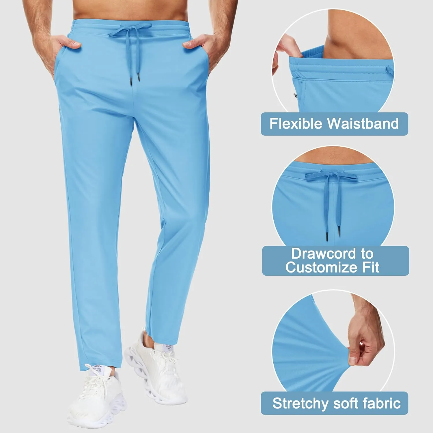 29"/34"/36" Inseam Men's Sweatpants with Zipper Pockets Men Joggers Running Workout Athletic Gym Track Tall Pants