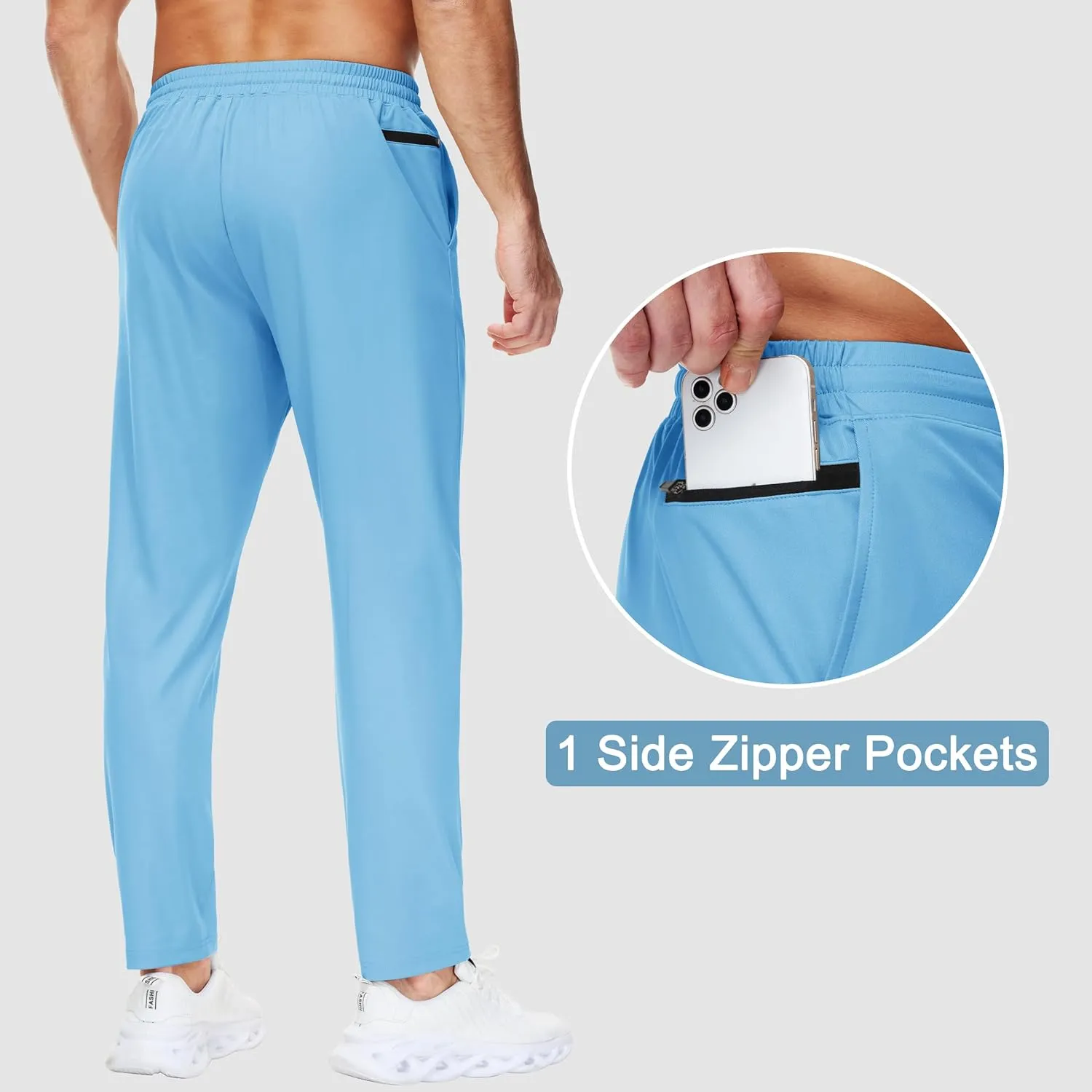 29"/34"/36" Inseam Men's Sweatpants with Zipper Pockets Men Joggers Running Workout Athletic Gym Track Tall Pants