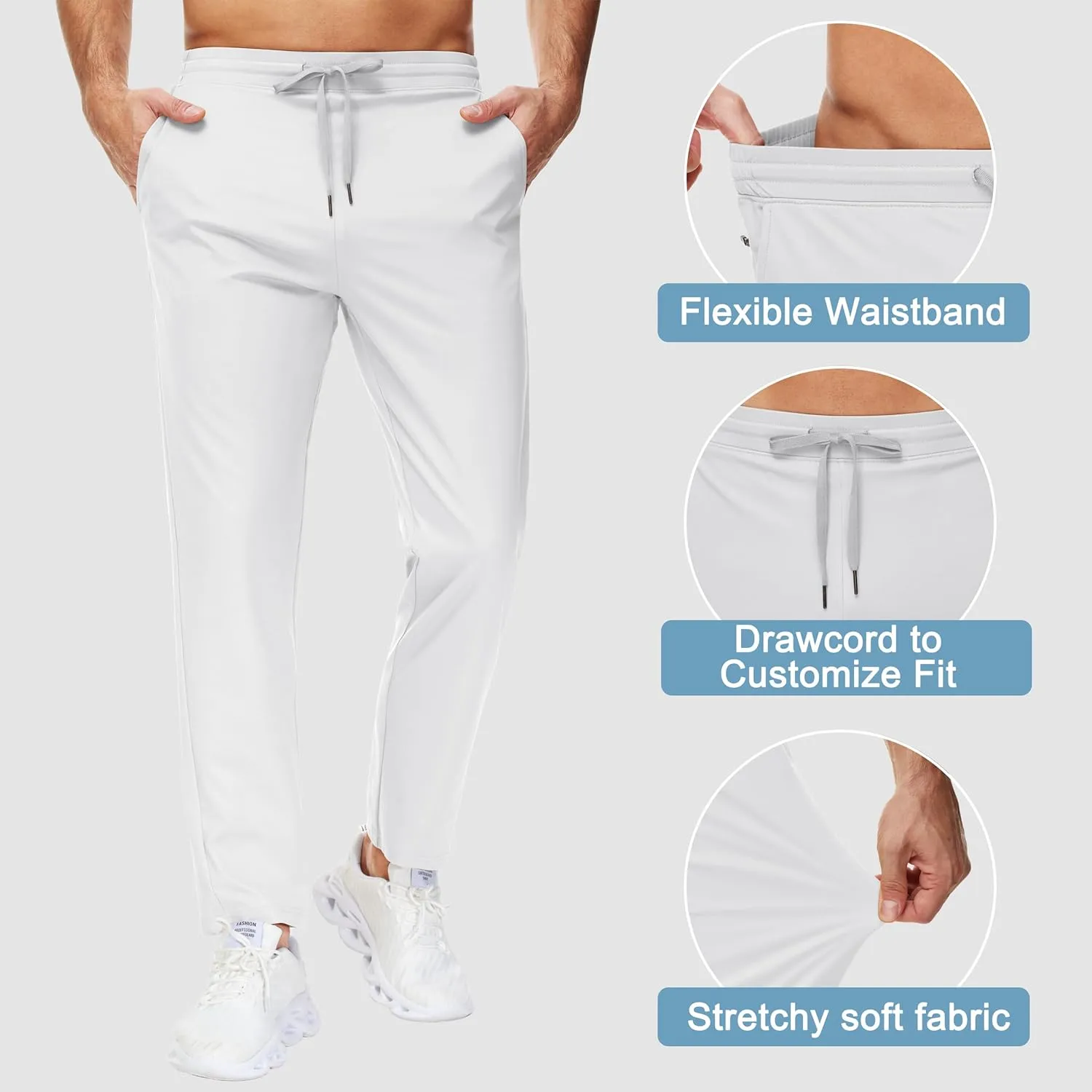 29"/34"/36" Inseam Men's Sweatpants with Zipper Pockets Men Joggers Running Workout Athletic Gym Track Tall Pants