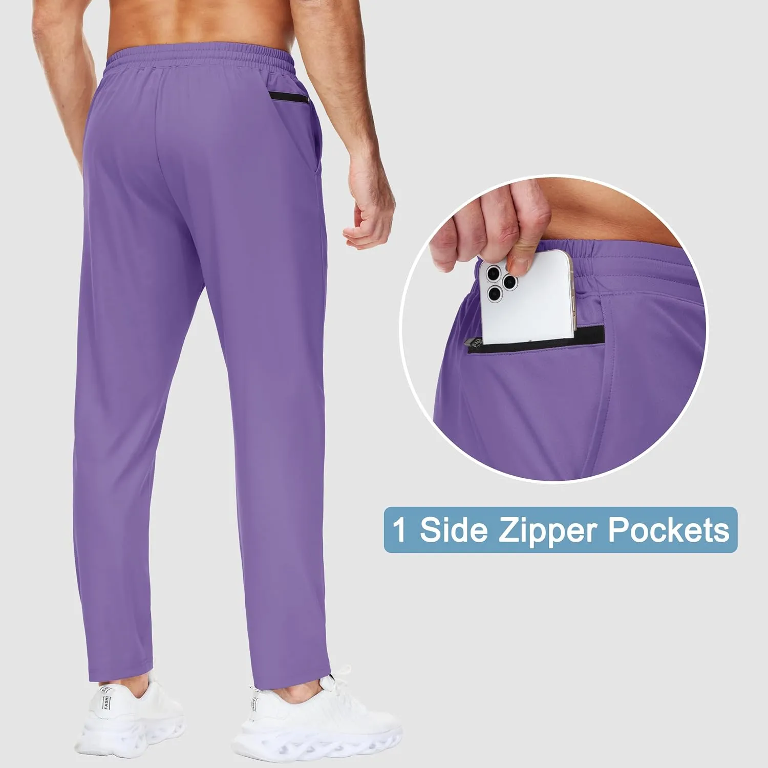 29"/34"/36" Inseam Men's Sweatpants with Zipper Pockets Men Joggers Running Workout Athletic Gym Track Tall Pants