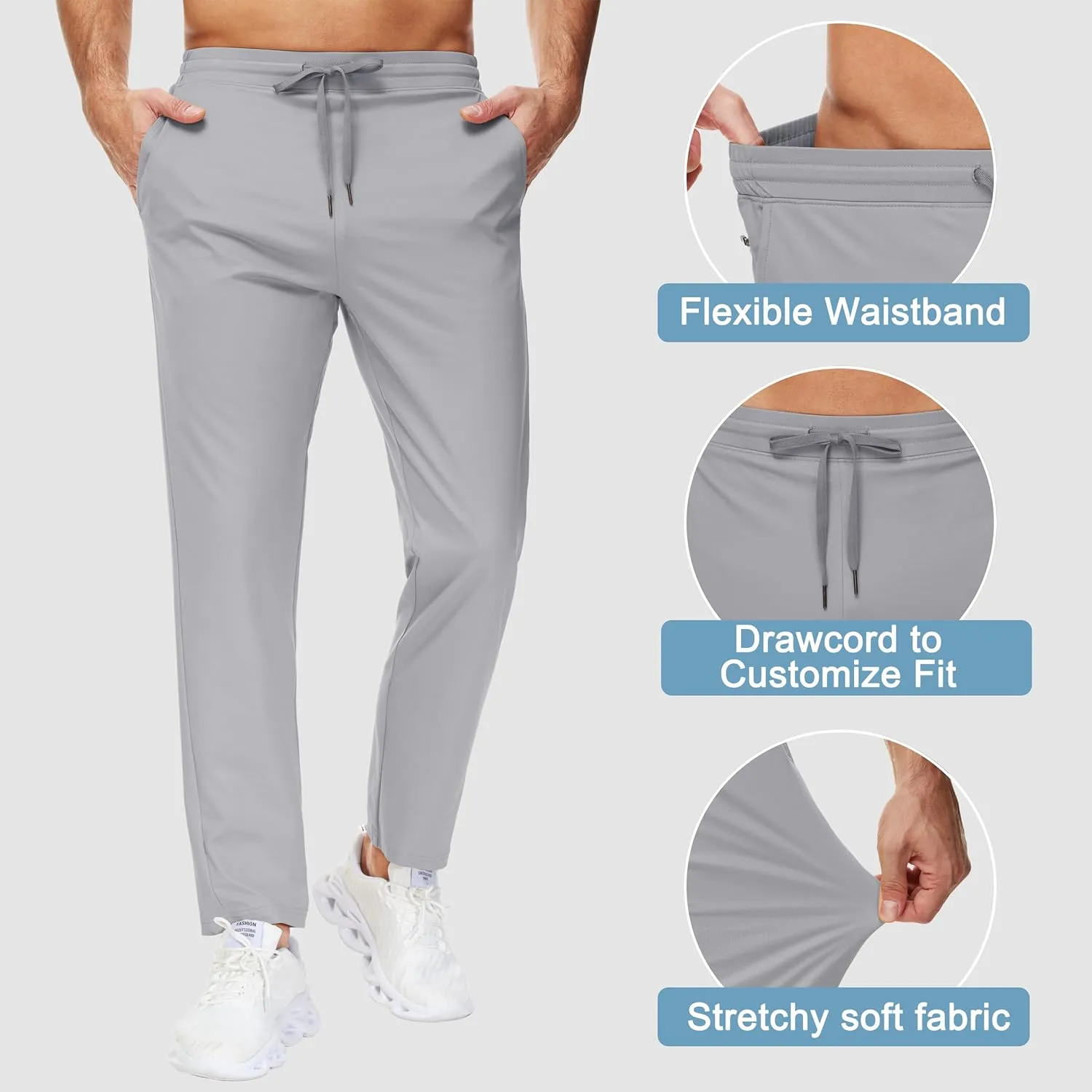 29"/34"/36" Inseam Men's Sweatpants with Zipper Pockets Men Joggers Running Workout Athletic Gym Track Tall Pants
