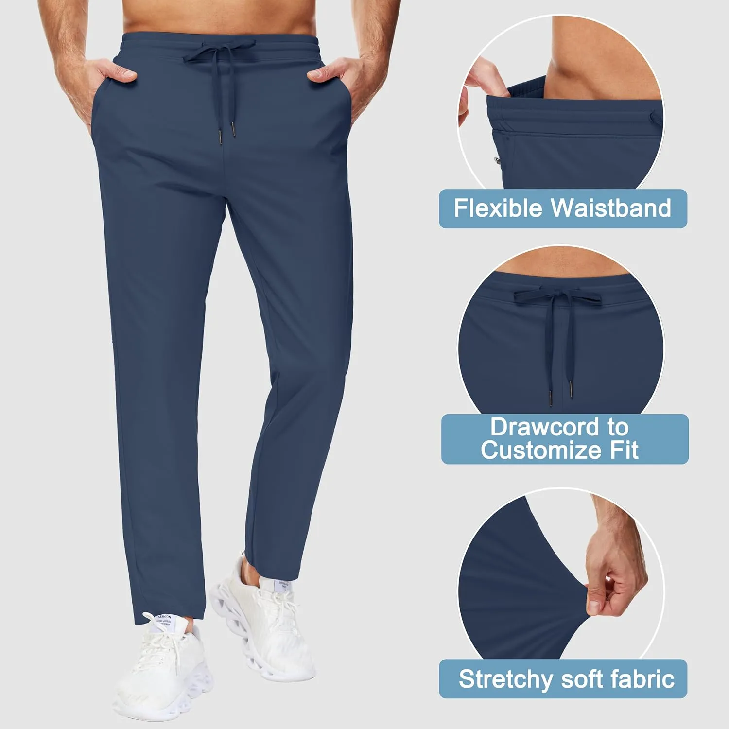 29"/34"/36" Inseam Men's Sweatpants with Zipper Pockets Men Joggers Running Workout Athletic Gym Track Tall Pants