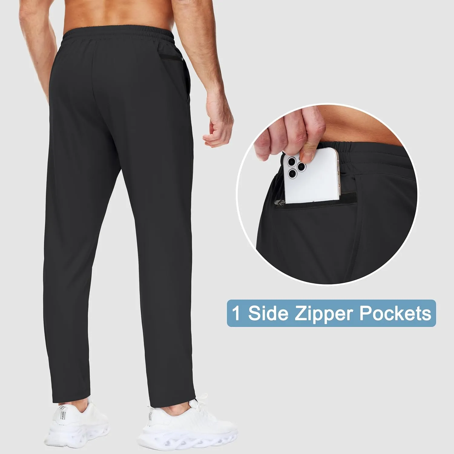 29"/34"/36" Inseam Men's Sweatpants with Zipper Pockets Men Joggers Running Workout Athletic Gym Track Tall Pants