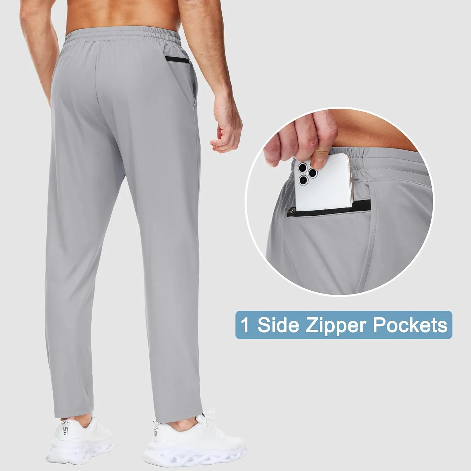 29"/34"/36" Inseam Men's Sweatpants with Zipper Pockets Men Joggers Running Workout Athletic Gym Track Tall Pants