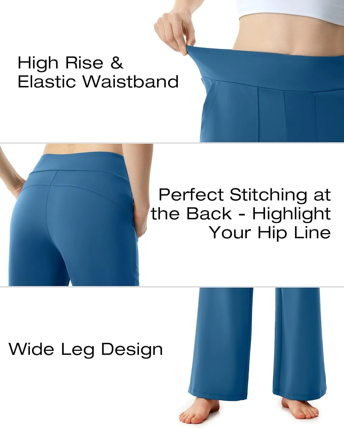 AFITNE Womens Wide Leg Yoga Pants with Pockets High Waist Stretch Dress Casual Pants Loose Lounge Sweatpants 28"/30"/32"