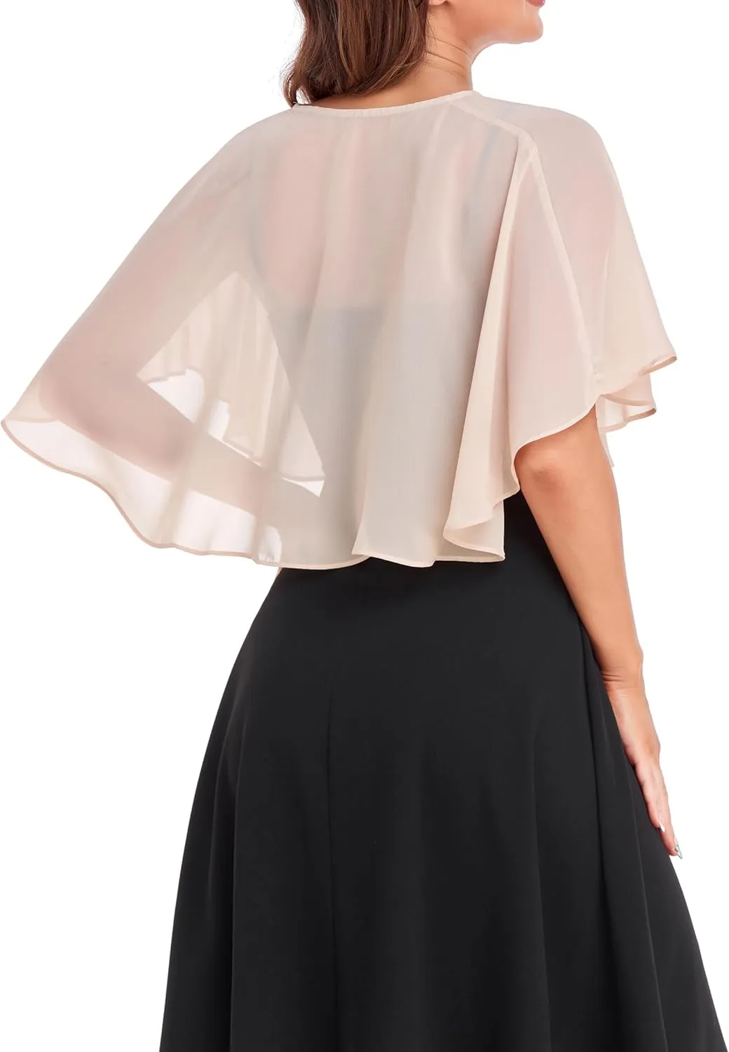 Capelets for Women Soft Chiffon Shawls Wraps Shurg for Evening Wedding Capes Bolero Cover Up