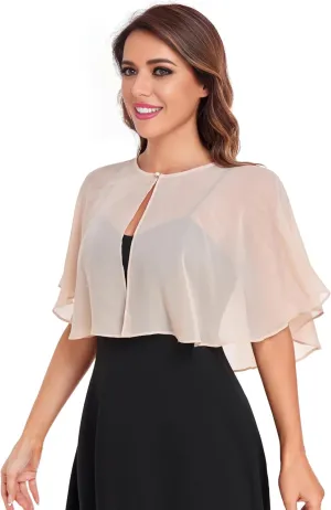 Capelets for Women Soft Chiffon Shawls Wraps Shurg for Evening Wedding Capes Bolero Cover Up