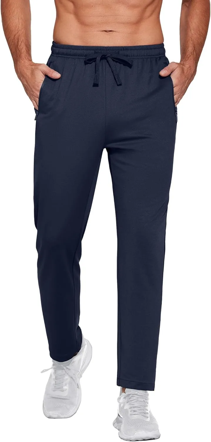 COOFANDY Men's Sweatpants Open Bottom Lightweight Athletic Running Joggers Gym Workout Pants with Zipper Pockets