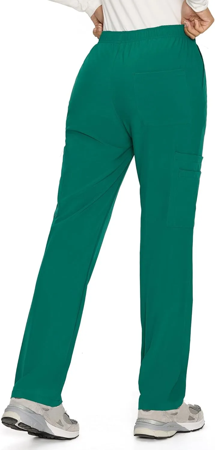 COZYFIT Straight Leg Scrub Pants for Women, Drawstring Soft Stretch, Anti-Wrinkle Women's Scrub Pants with 6 Pockets