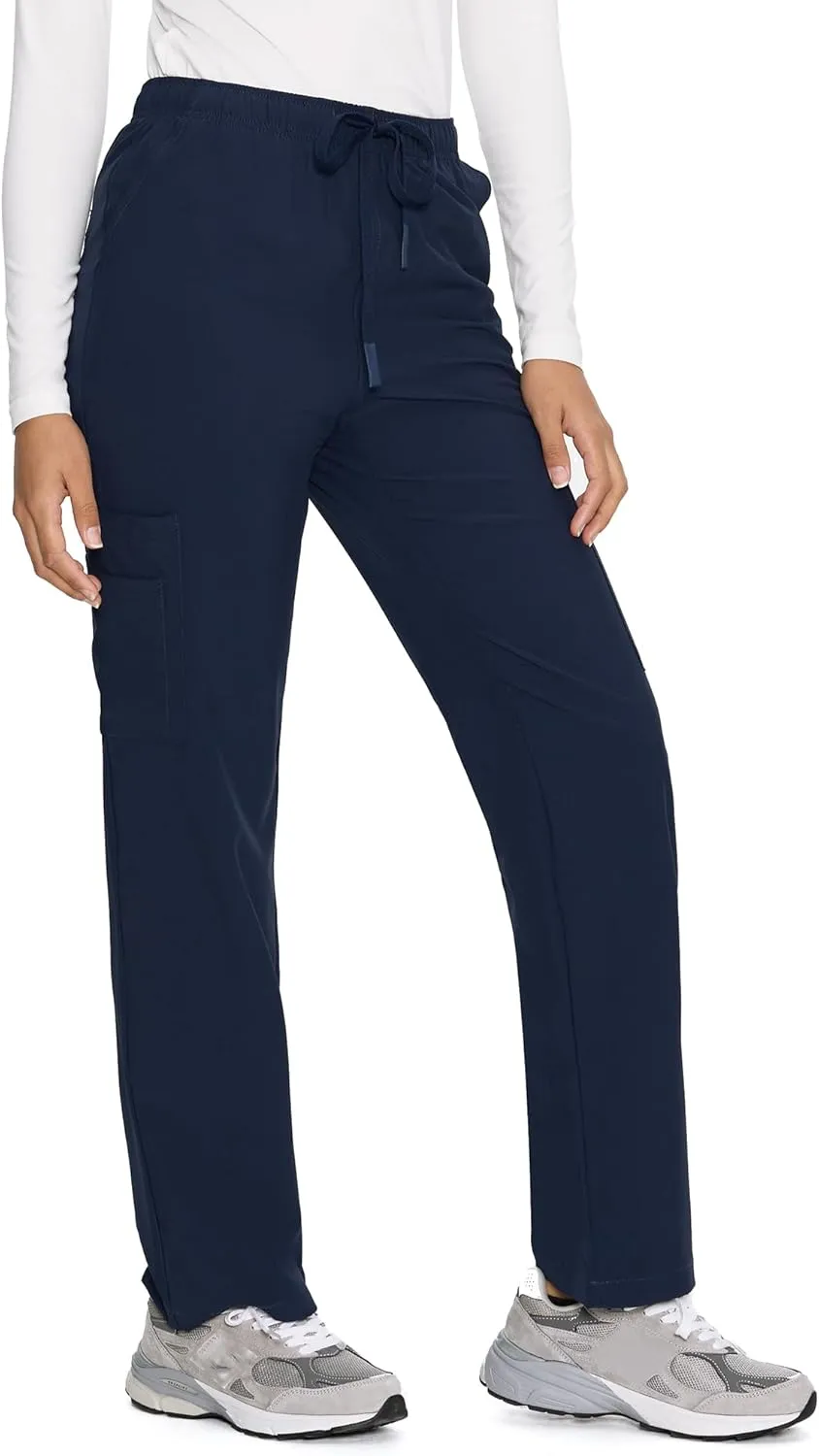 COZYFIT Straight Leg Scrub Pants for Women, Drawstring Soft Stretch, Anti-Wrinkle Women's Scrub Pants with 6 Pockets