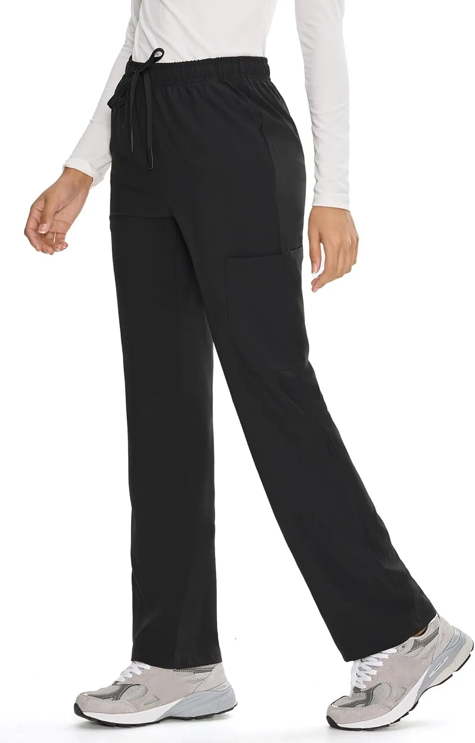 COZYFIT Straight Leg Scrub Pants for Women, Drawstring Soft Stretch, Anti-Wrinkle Women's Scrub Pants with 6 Pockets