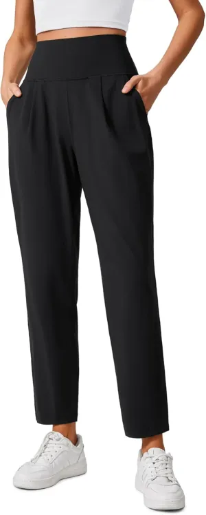 CRZ YOGA Butterlift Ankle Casual Yoga Pants for Women 7/8 Tapered Front Pleated for Lounge Travel with Pockets