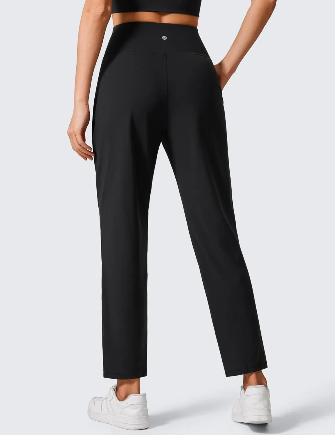 CRZ YOGA Butterlift Ankle Casual Yoga Pants for Women 7/8 Tapered Front Pleated for Lounge Travel with Pockets