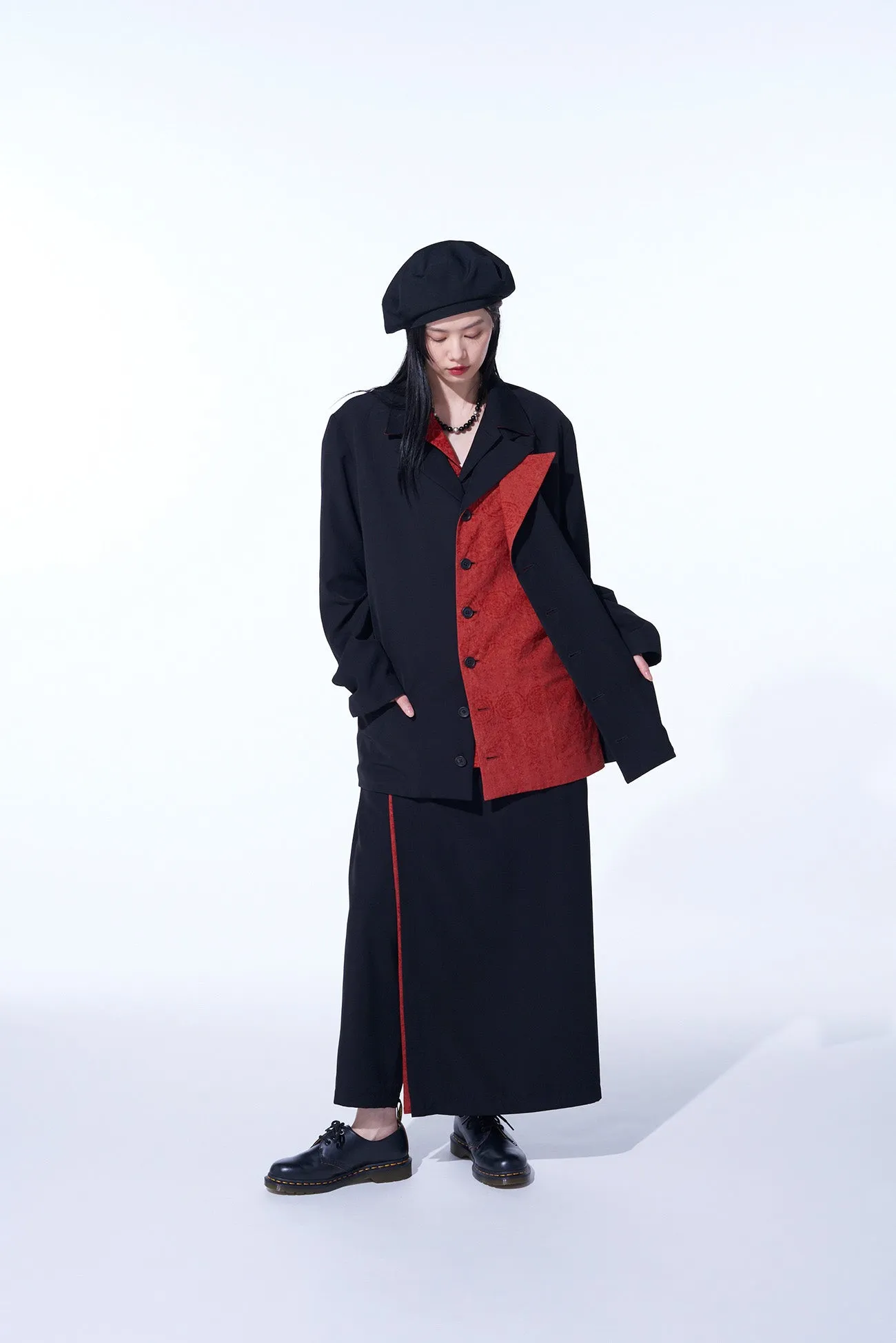GABARDINE   MURAL LACE FADED FLOCKY LINEN CLOTH 6BS JACKET WITH DOUBLE-TAILORED LEFT FRONT