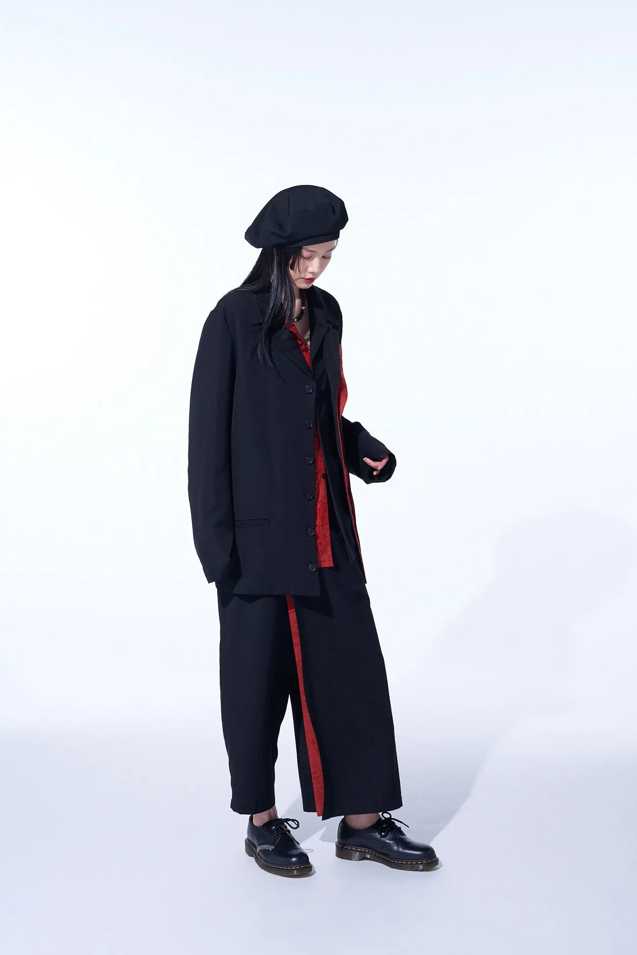GABARDINE   MURAL LACE FADED FLOCKY LINEN CLOTH 6BS JACKET WITH DOUBLE-TAILORED LEFT FRONT