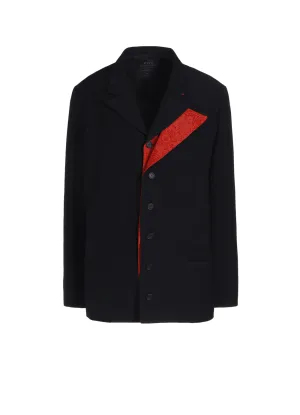 GABARDINE   MURAL LACE FADED FLOCKY LINEN CLOTH 6BS JACKET WITH DOUBLE-TAILORED LEFT FRONT
