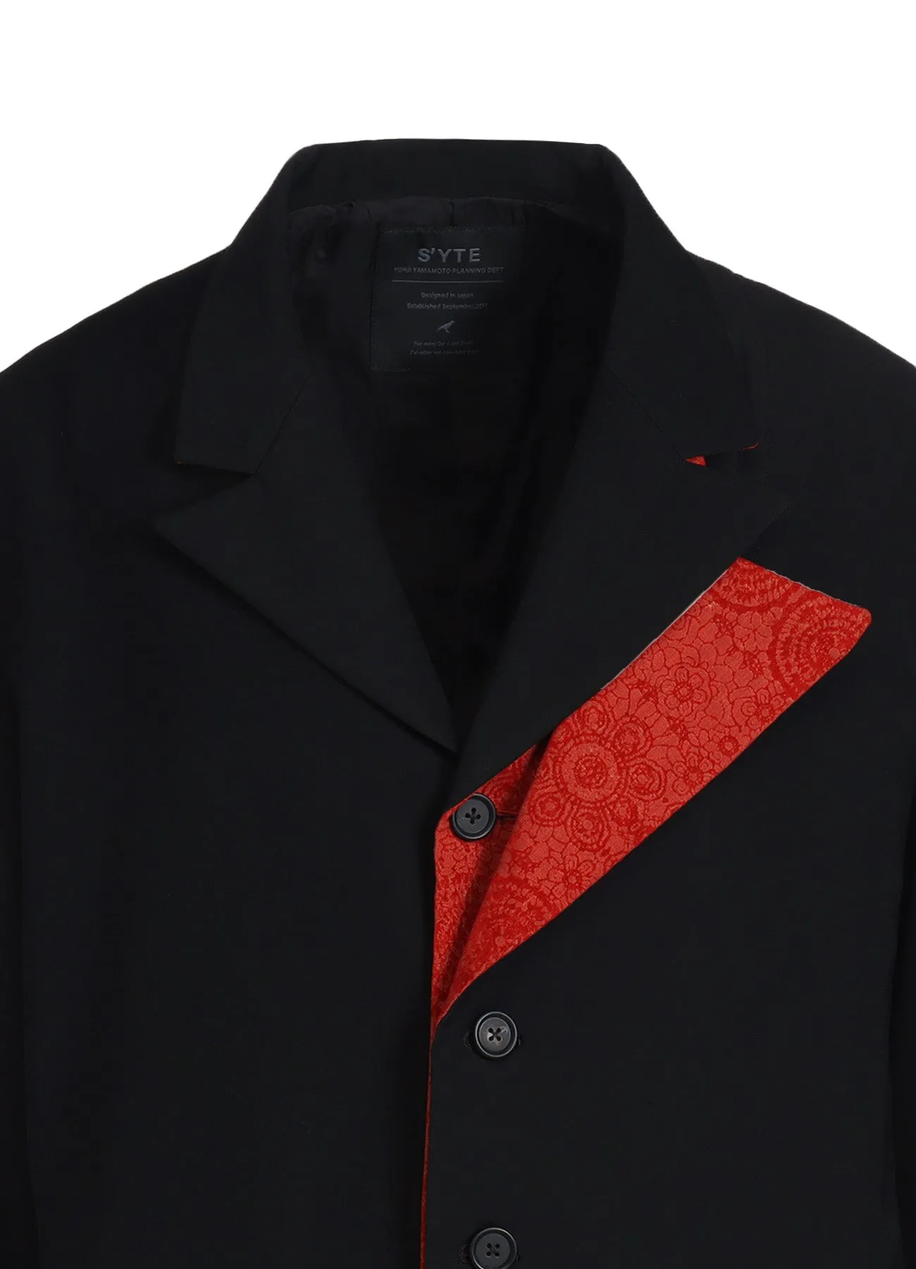 GABARDINE   MURAL LACE FADED FLOCKY LINEN CLOTH 6BS JACKET WITH DOUBLE-TAILORED LEFT FRONT