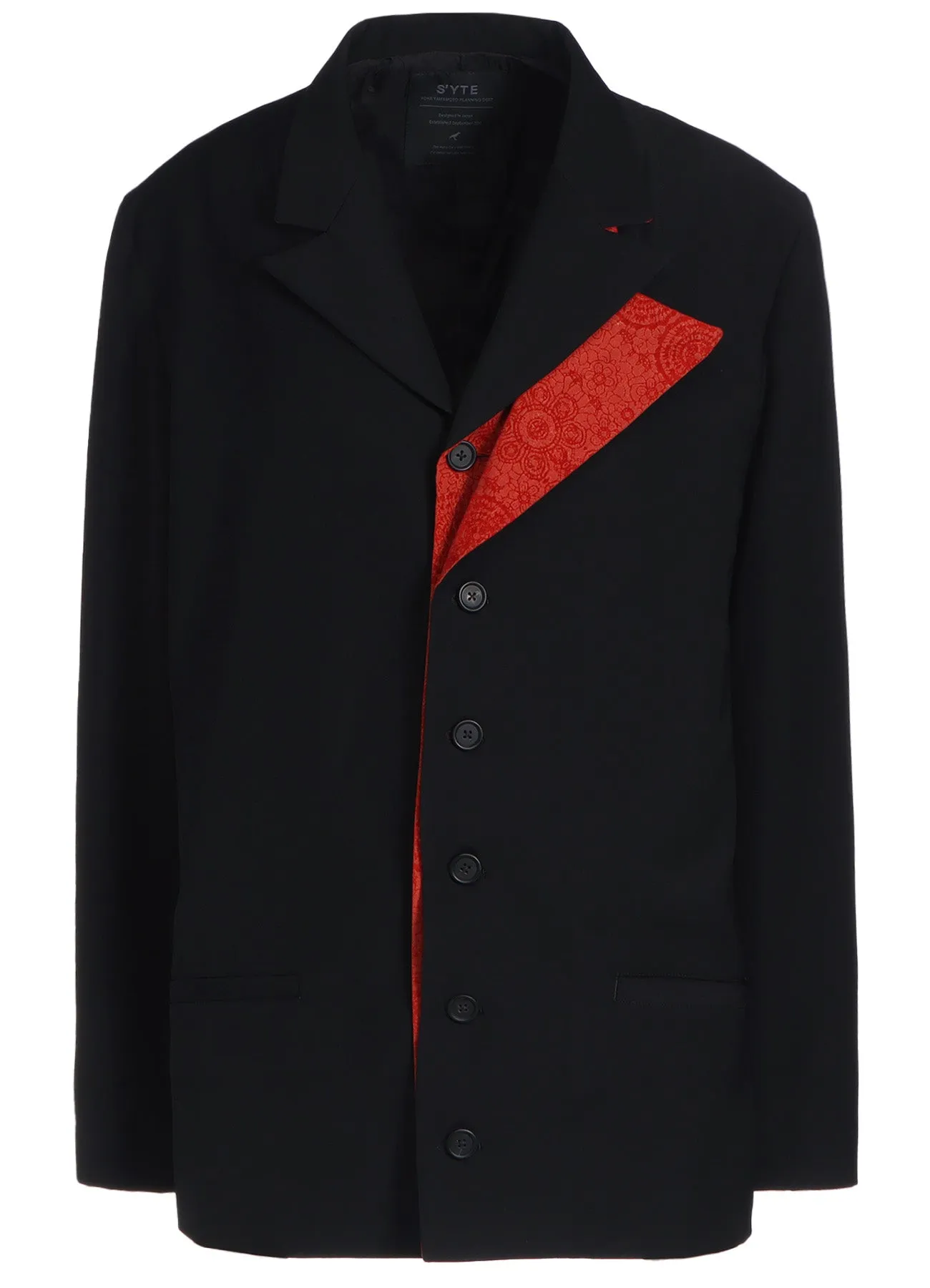 GABARDINE   MURAL LACE FADED FLOCKY LINEN CLOTH 6BS JACKET WITH DOUBLE-TAILORED LEFT FRONT