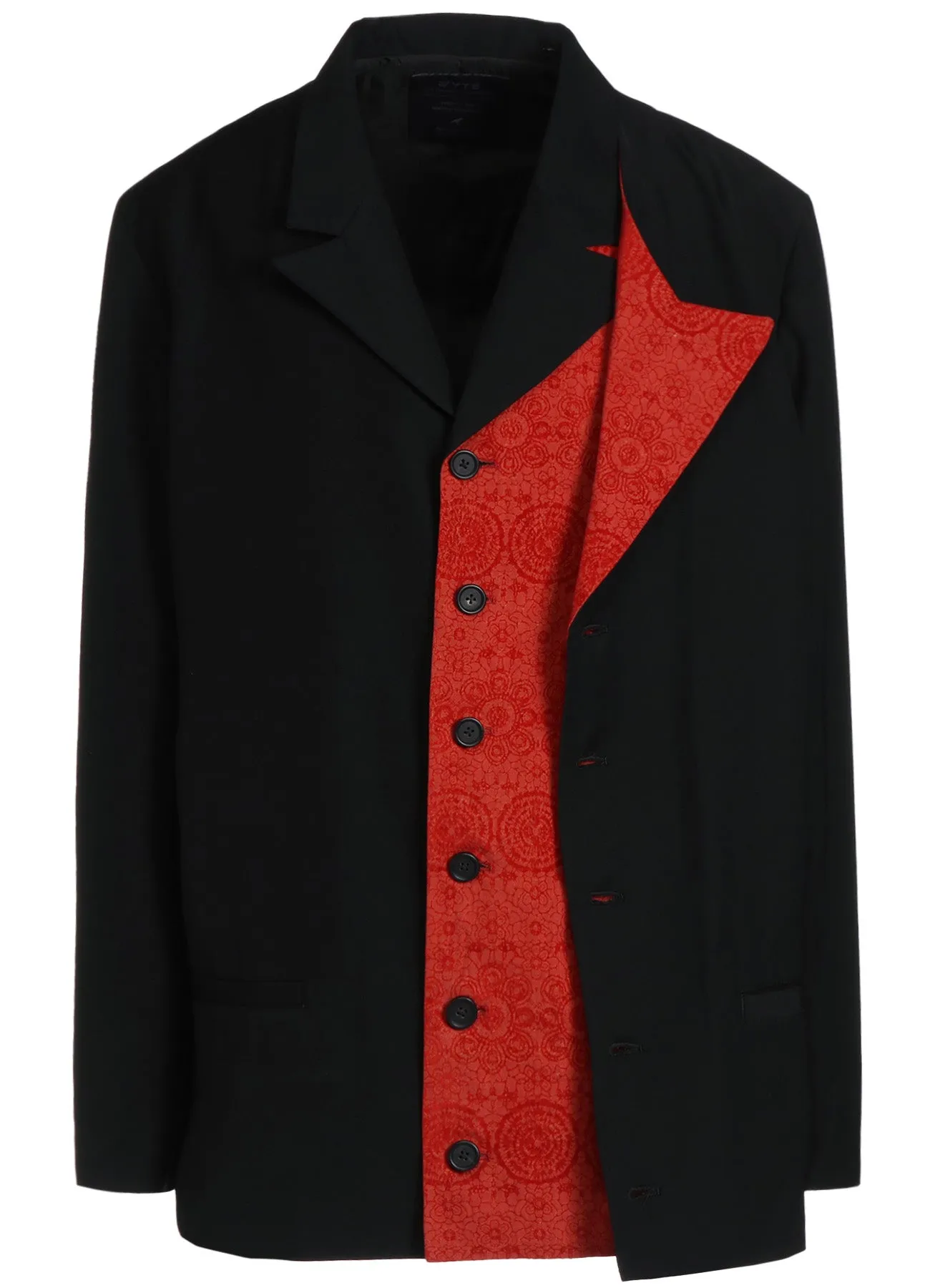 GABARDINE   MURAL LACE FADED FLOCKY LINEN CLOTH 6BS JACKET WITH DOUBLE-TAILORED LEFT FRONT