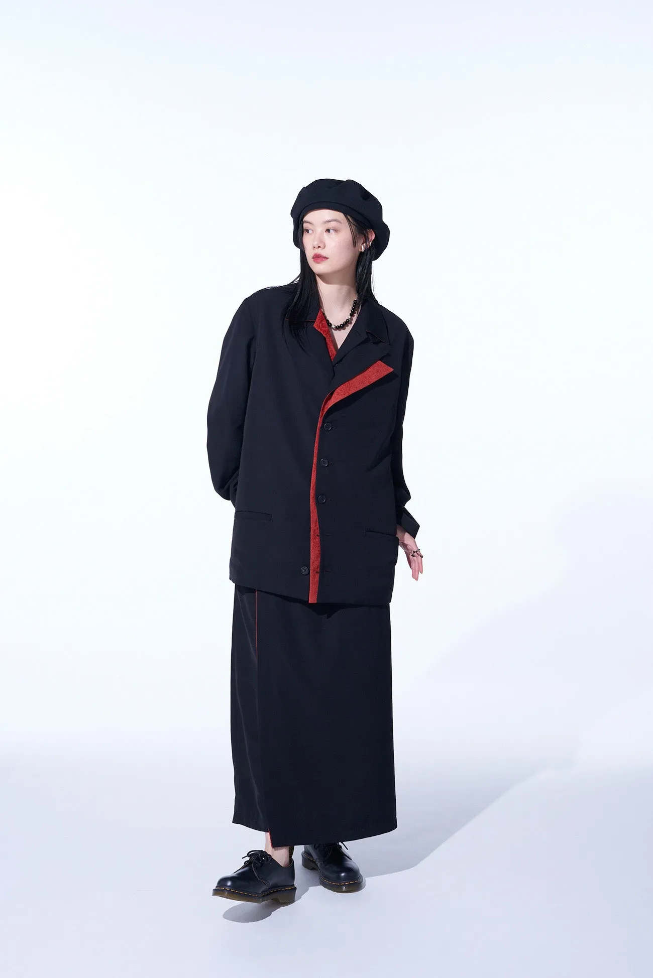 GABARDINE   MURAL LACE FADED FLOCKY LINEN CLOTH 6BS JACKET WITH DOUBLE-TAILORED LEFT FRONT