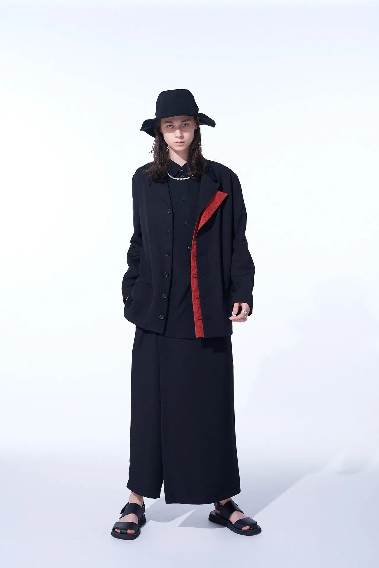 GABARDINE   MURAL LACE FADED FLOCKY LINEN CLOTH 6BS JACKET WITH DOUBLE-TAILORED LEFT FRONT