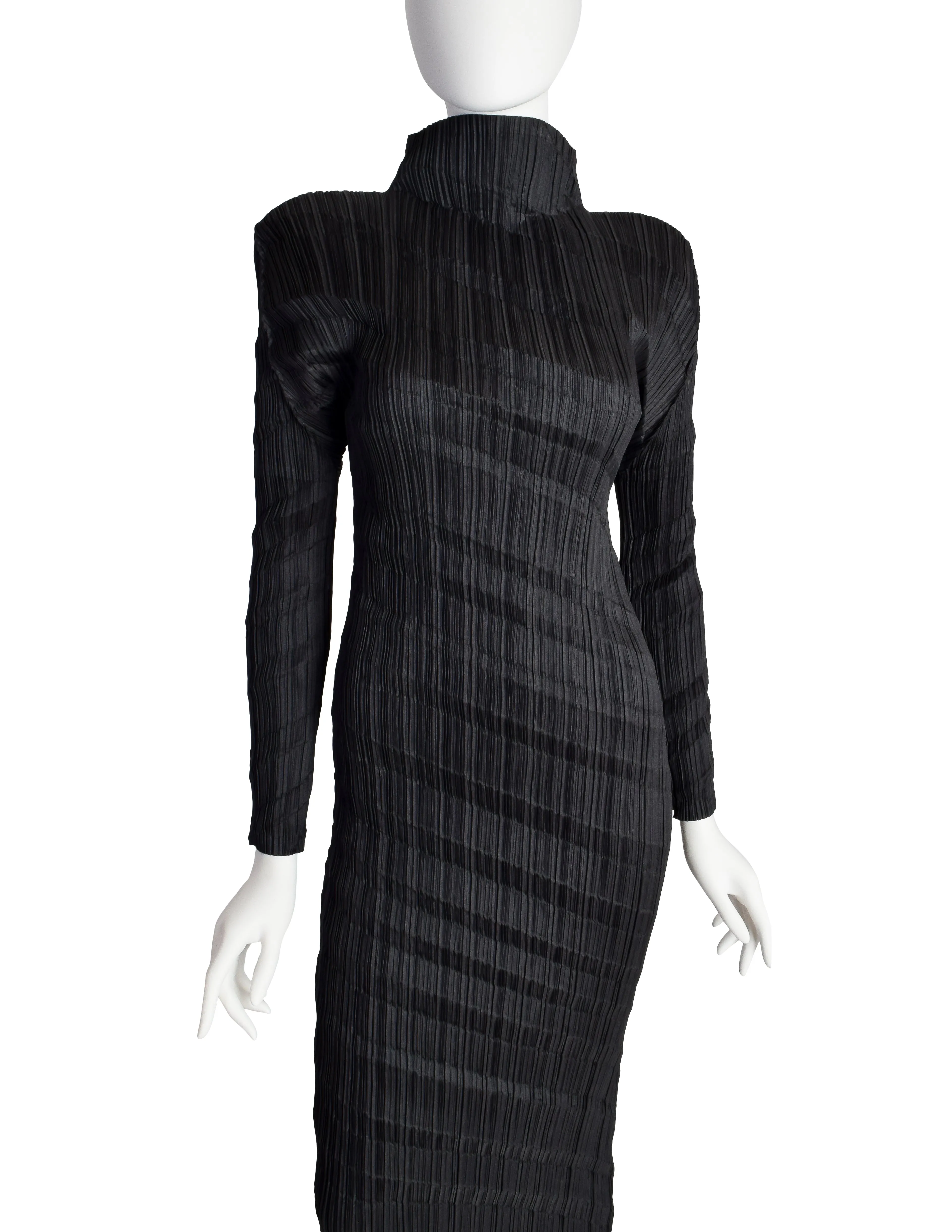 Issey Miyake Vintage Black Accordion Pleated Dress