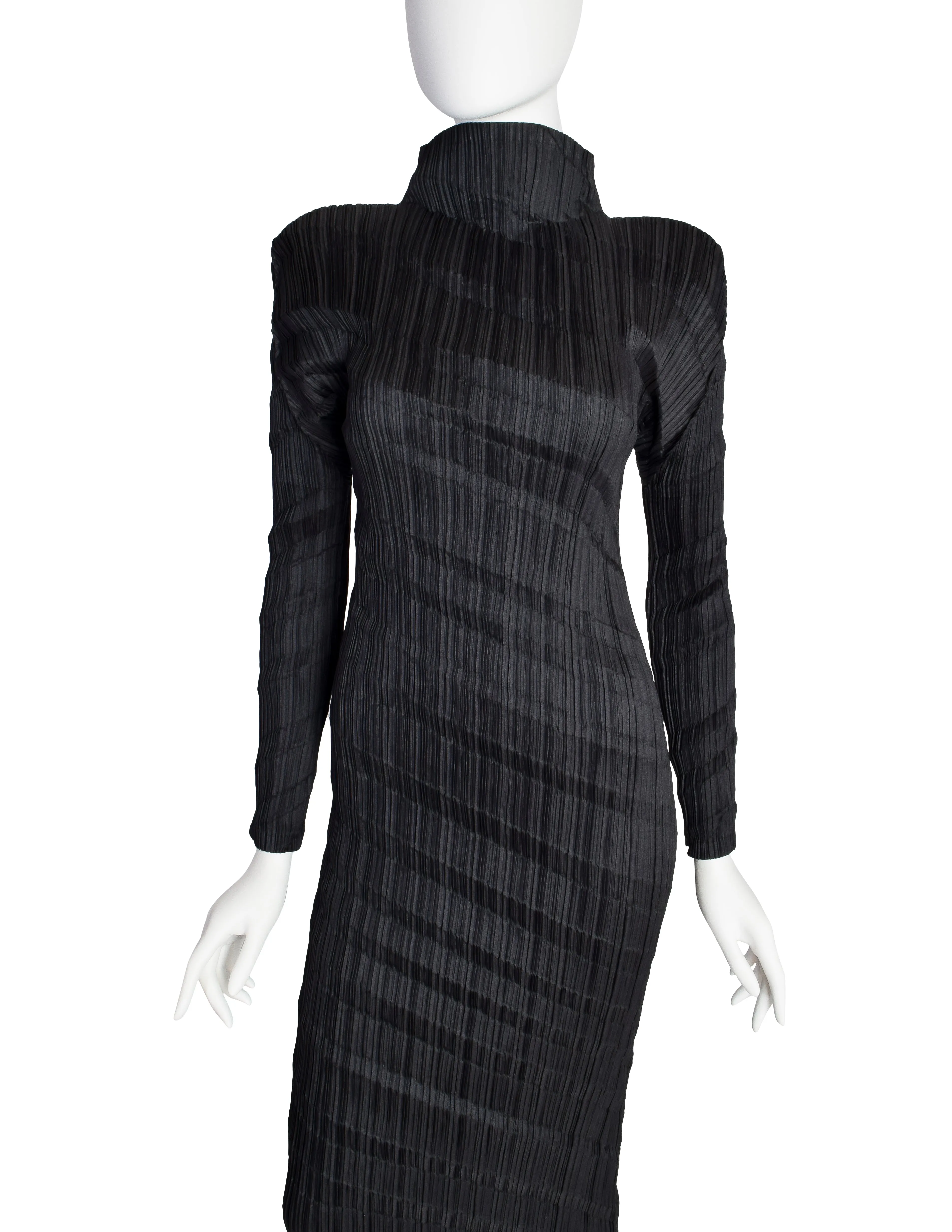 Issey Miyake Vintage Black Accordion Pleated Dress