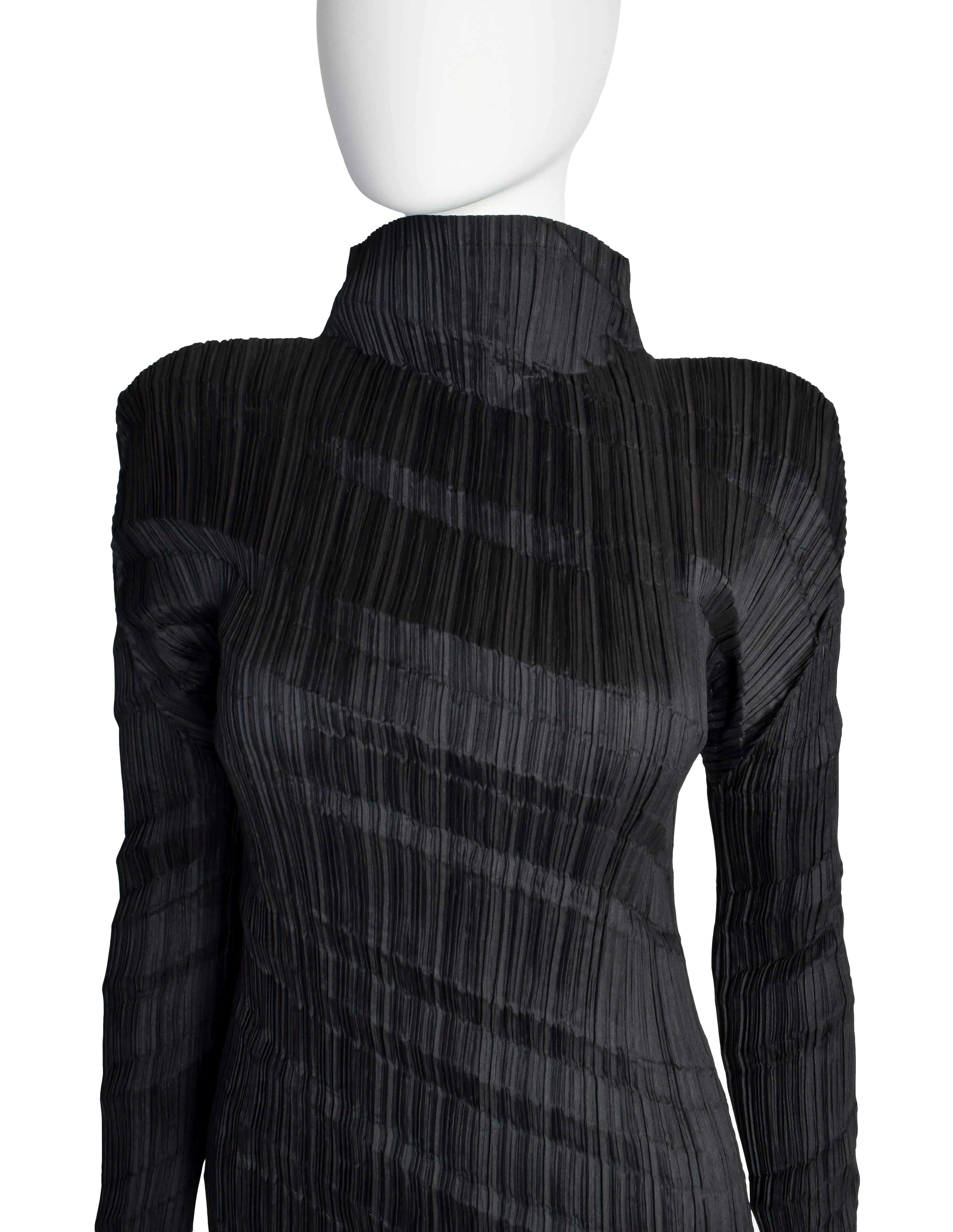 Issey Miyake Vintage Black Accordion Pleated Dress