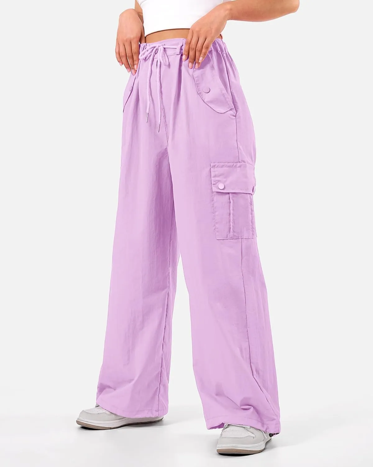 KEREDA Cargo Pants for Girls Parachute Baggy Joggers Pants Kids Clothes with Pockets 6-14Y