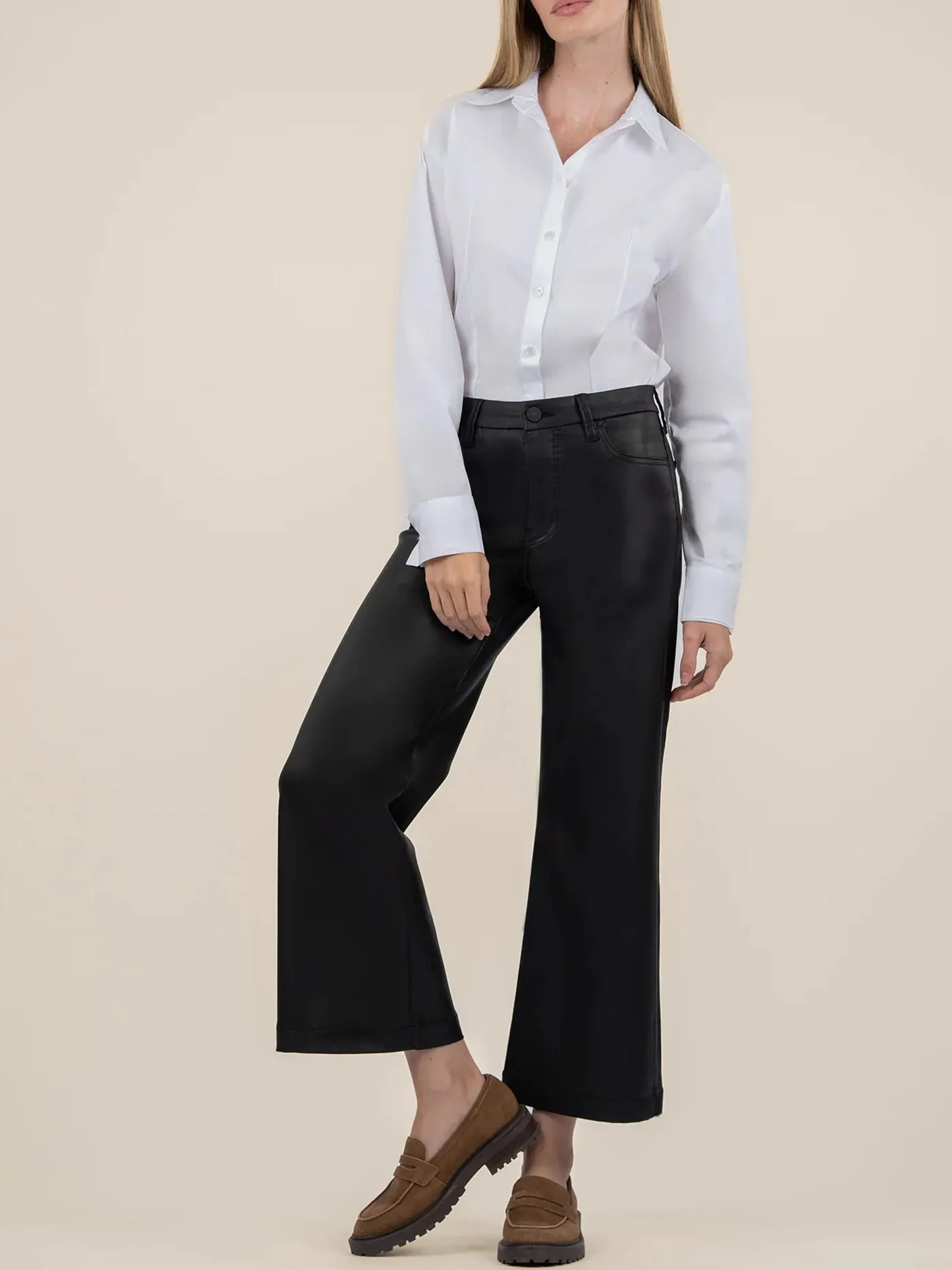 Kut Jeans : Meg High Rise Fab Ab Wide Leg Coated