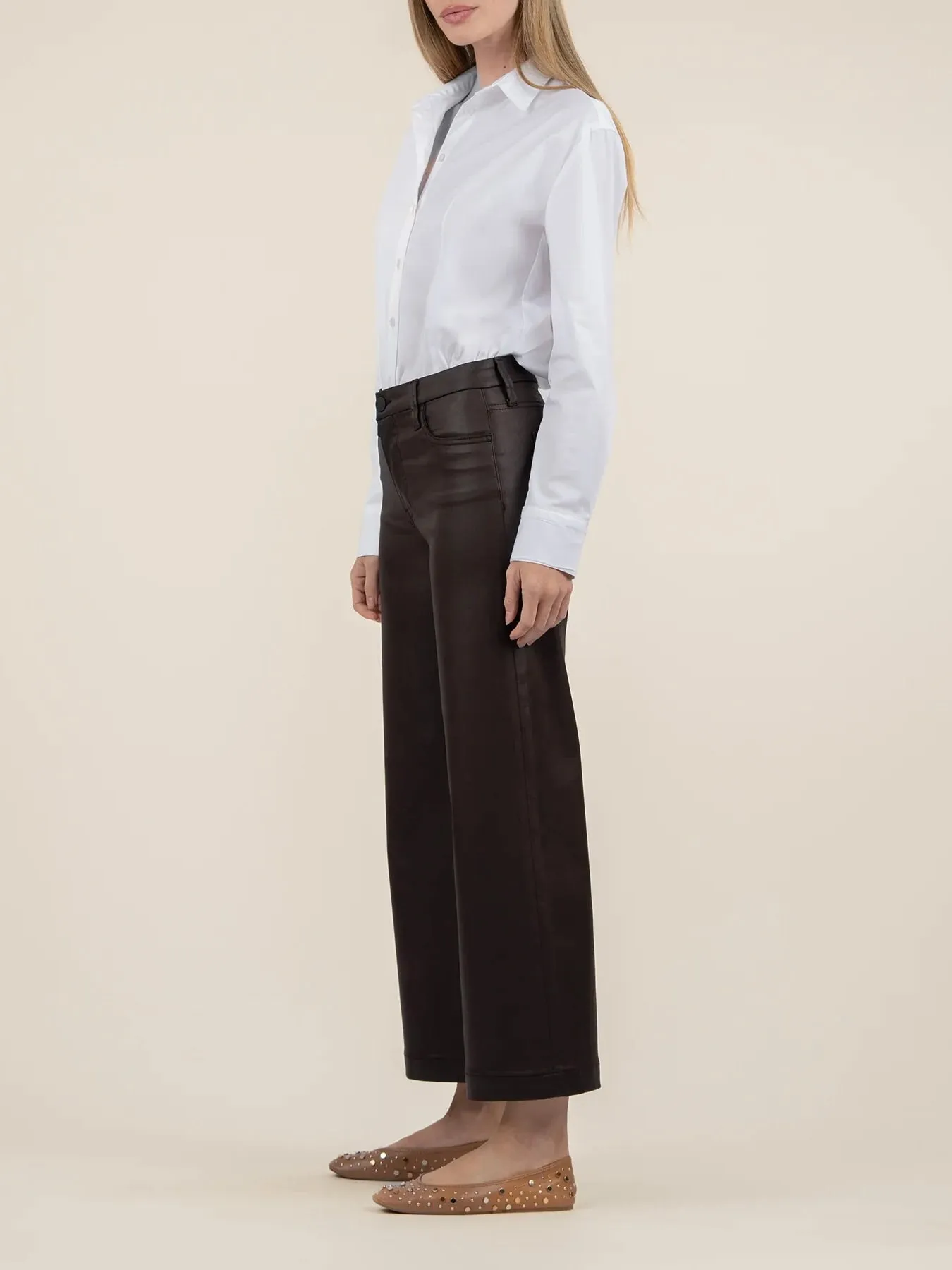 Kut Jeans : Meg High Rise Fab Ab Wide Leg Coated