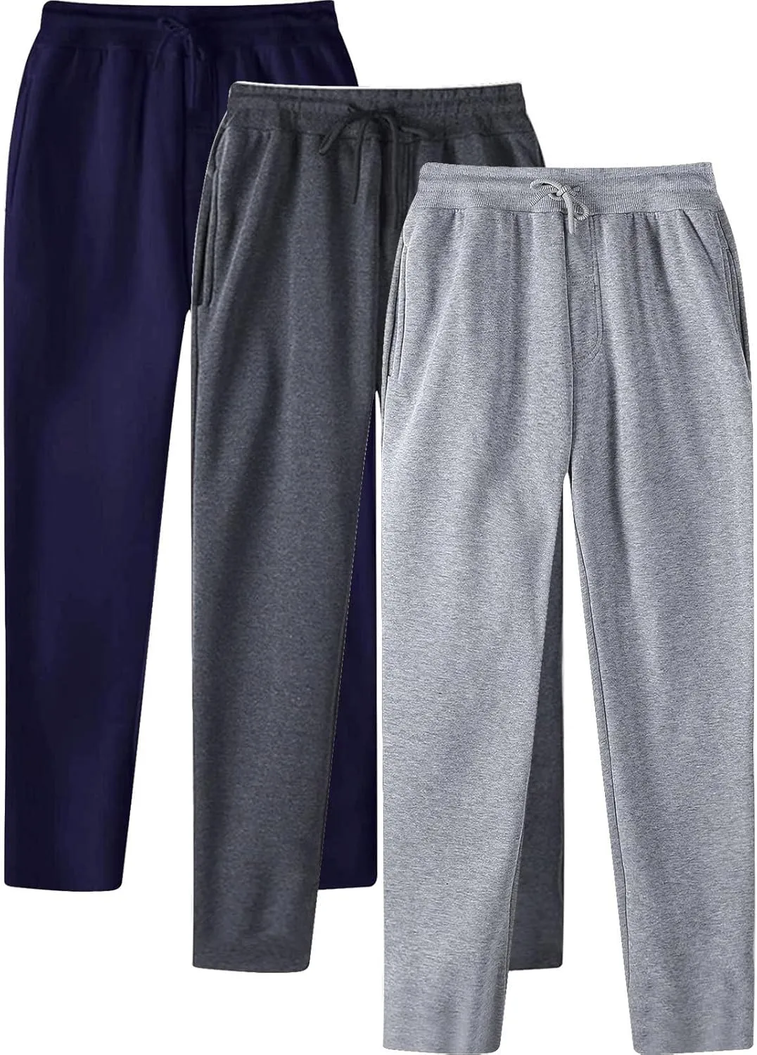 Men's 3 Pack Sweatpants Loose Fleece Sweatpants Elastic Waist Drawstring Jogger Sport Pants Baggy Sweat Pants