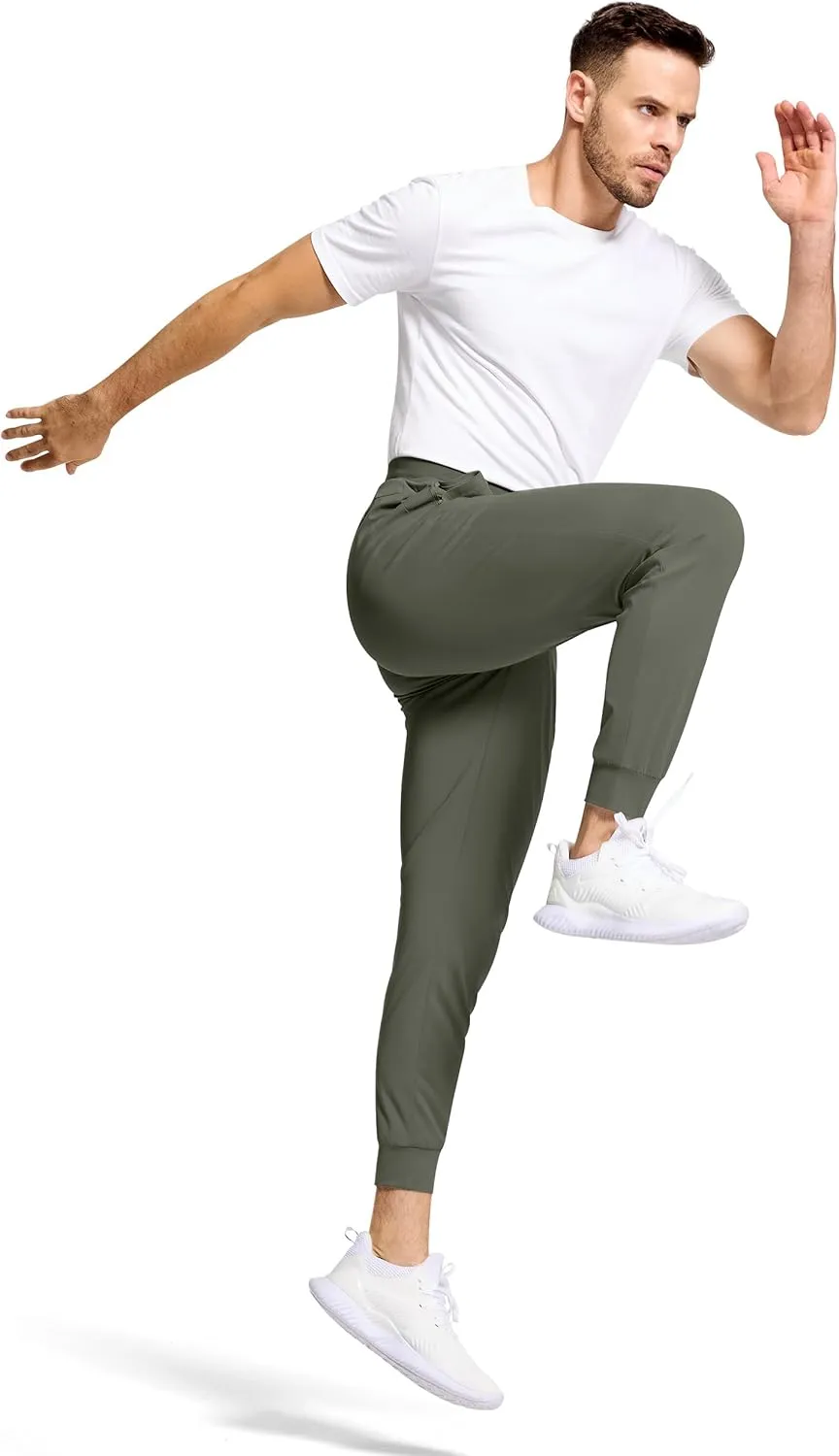 Mens Running Joggers Pants with 3 Pockets Slim Fit Stretch Drawstring Sweatpants for Athletic Traning Track Workout