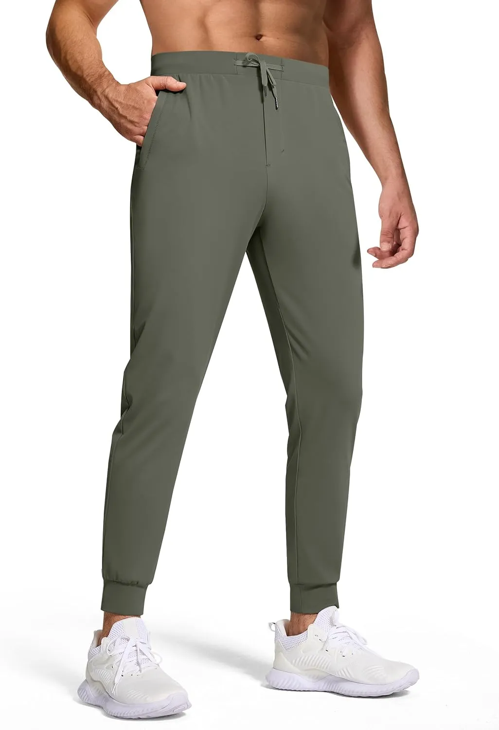 Mens Running Joggers Pants with 3 Pockets Slim Fit Stretch Drawstring Sweatpants for Athletic Traning Track Workout