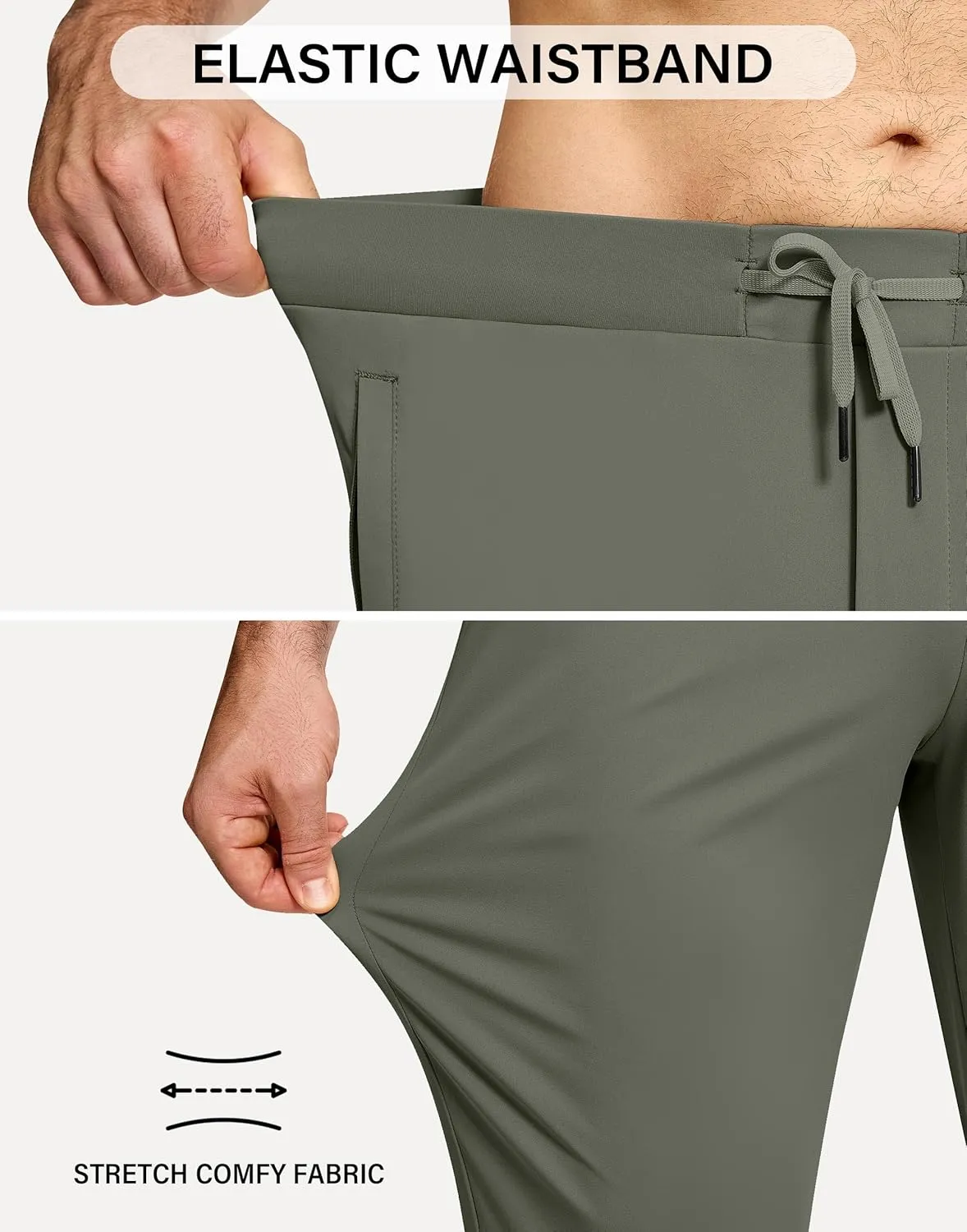 Mens Running Joggers Pants with 3 Pockets Slim Fit Stretch Drawstring Sweatpants for Athletic Traning Track Workout