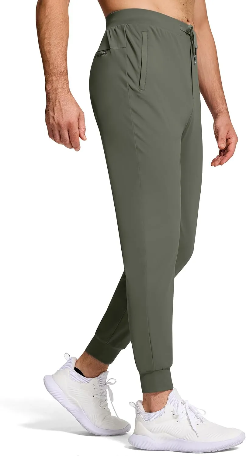 Mens Running Joggers Pants with 3 Pockets Slim Fit Stretch Drawstring Sweatpants for Athletic Traning Track Workout