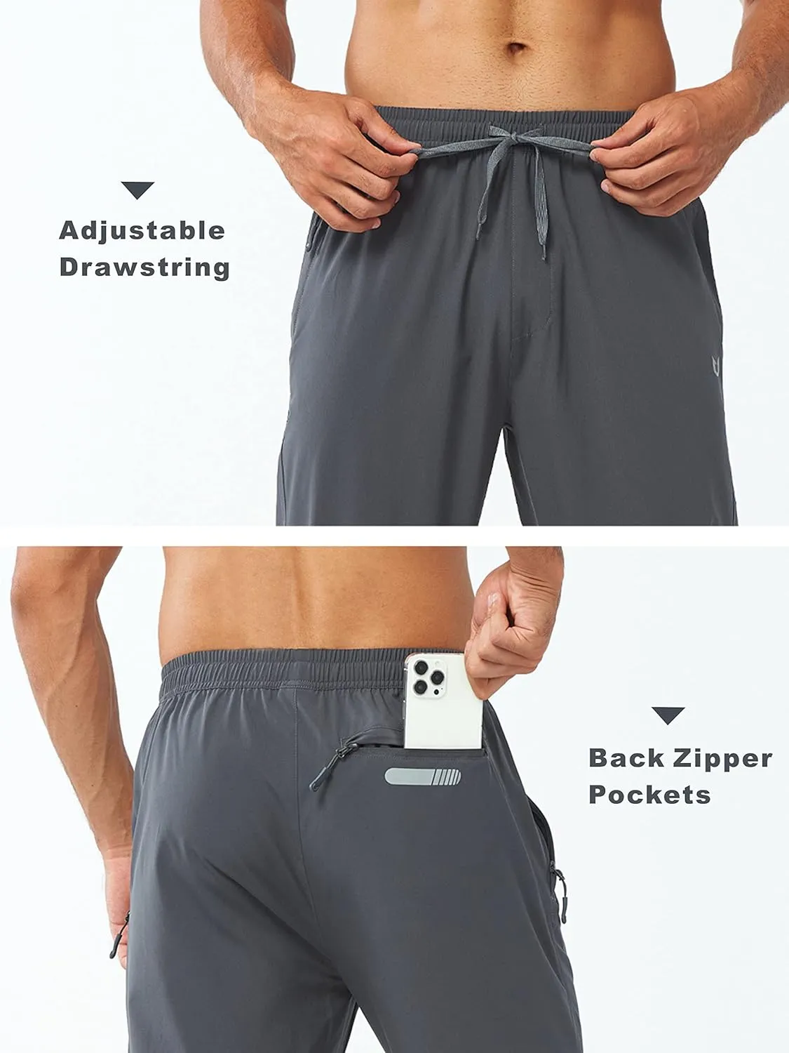 NORTHYARD Men's Athletic Pants Running Workout Joggers Lightweight Gym Jogging Track Casual Sweatpants with Zipper Pockets