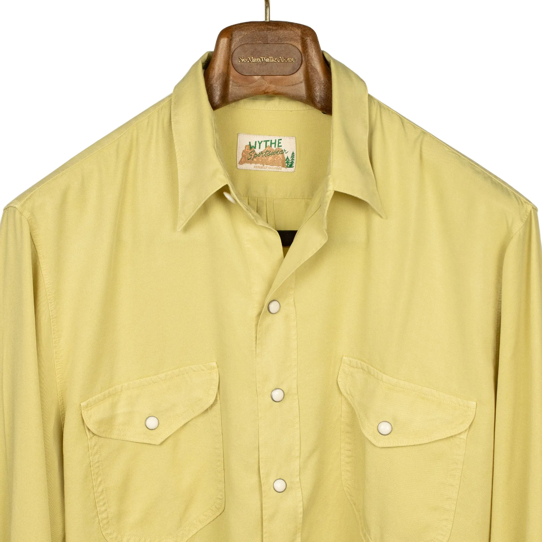 Pearl snap shirt in sunshine yellow tencel