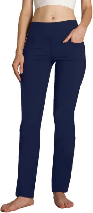 Safort Women's Yoga Pants Straight Leg Yoga Dress Pants 28"/30"/32"/34" Long Tall Inseam Stretch Slacks Pocket for Workout