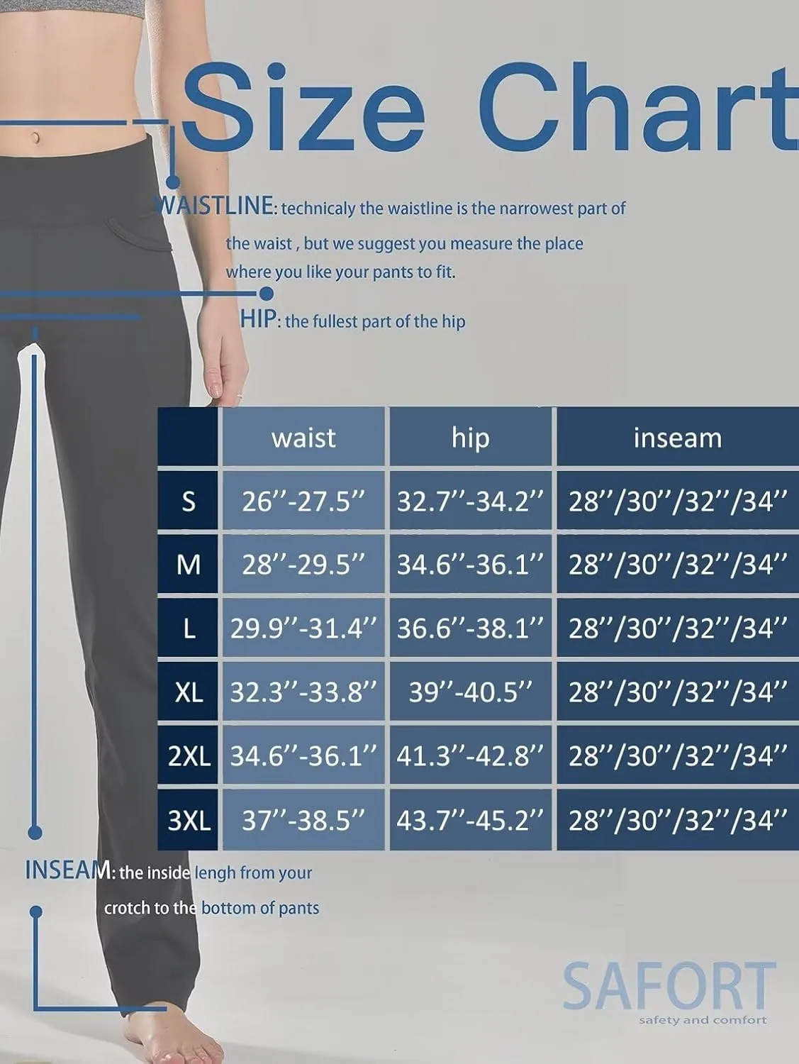Safort Women's Yoga Pants Straight Leg Yoga Dress Pants 28"/30"/32"/34" Long Tall Inseam Stretch Slacks Pocket for Workout