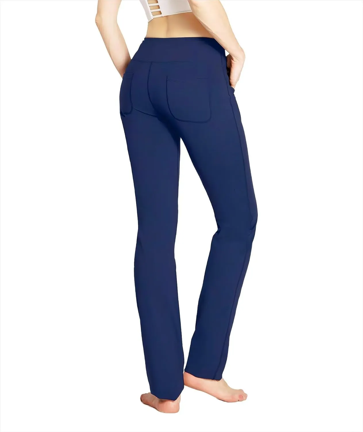 Safort Women's Yoga Pants Straight Leg Yoga Dress Pants 28"/30"/32"/34" Long Tall Inseam Stretch Slacks Pocket for Workout