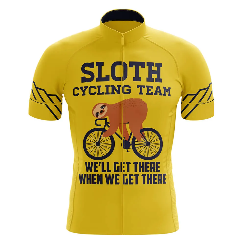 Sloth Cycling Team Yellow Men's Short Sleeve Cycling Jersey