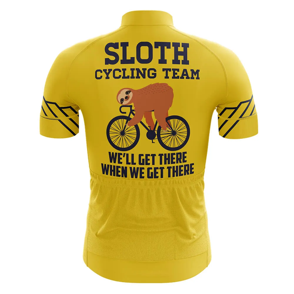 Sloth Cycling Team Yellow Men's Short Sleeve Cycling Jersey