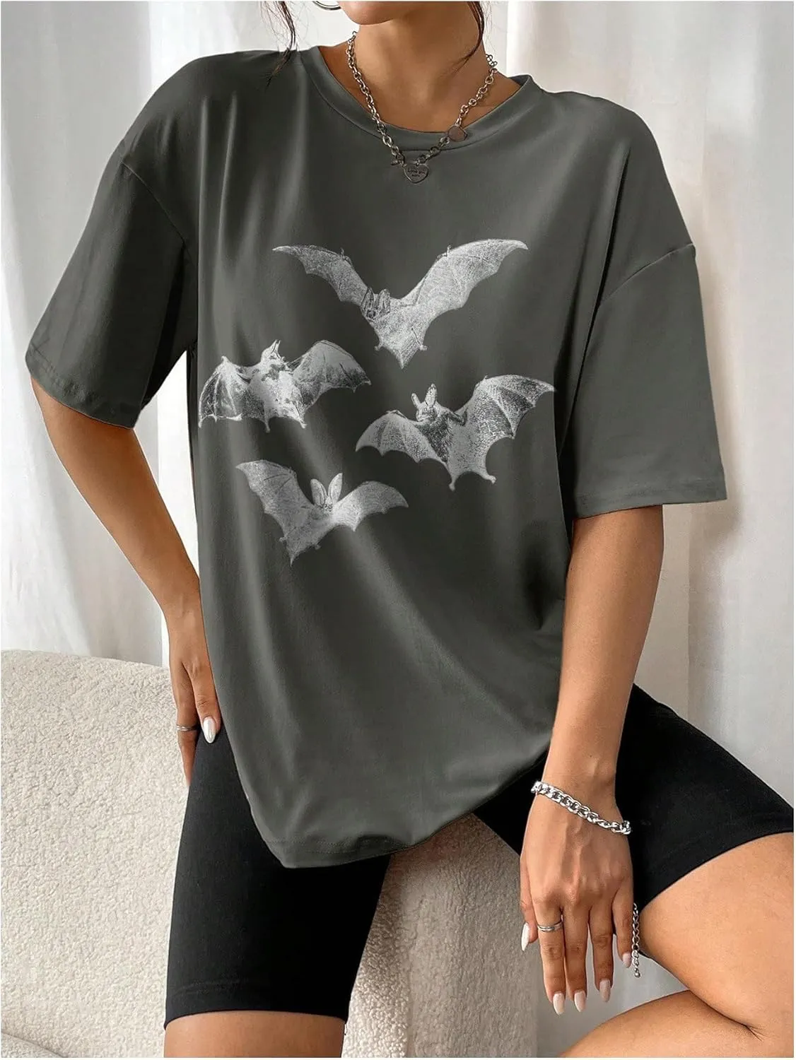 SOLY HUX Women's Oversized Graphic Tees Drop Shoulder Half Sleeve Loose Casual T Shirt Tops