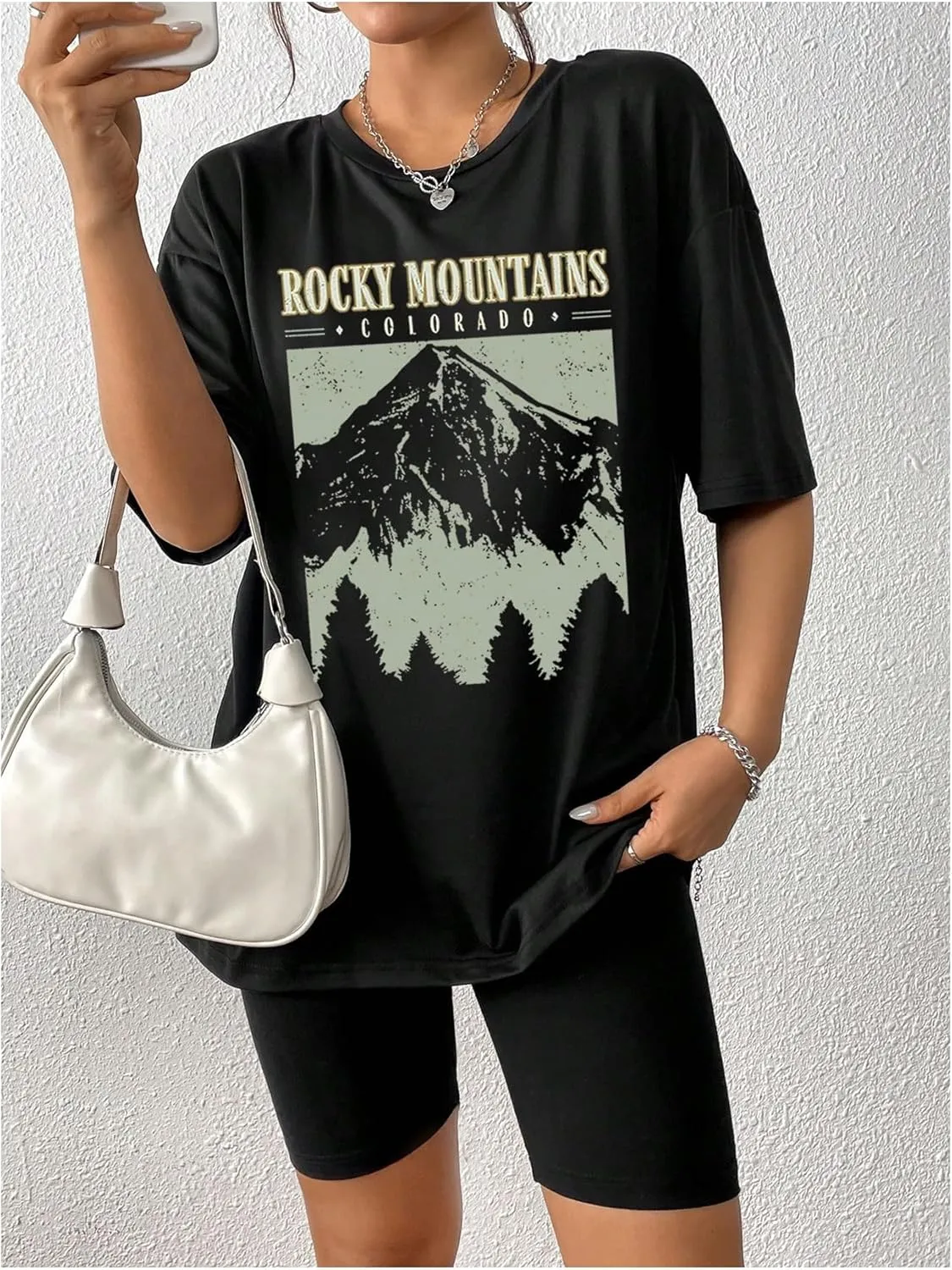 SOLY HUX Women's Oversized Graphic Tees Drop Shoulder Half Sleeve Loose Casual T Shirt Tops
