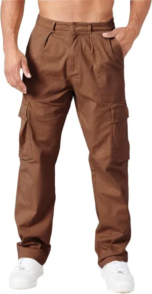 THWEI Cargo Pants for Men Casual Cotton Lightweight Relaxed Fit Stretch Elastic Waist Work Pants
