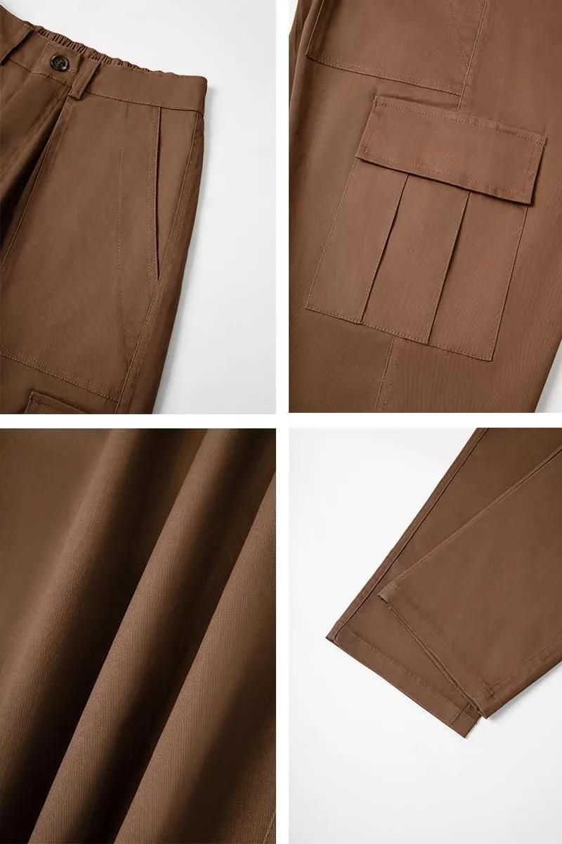 THWEI Cargo Pants for Men Casual Cotton Lightweight Relaxed Fit Stretch Elastic Waist Work Pants
