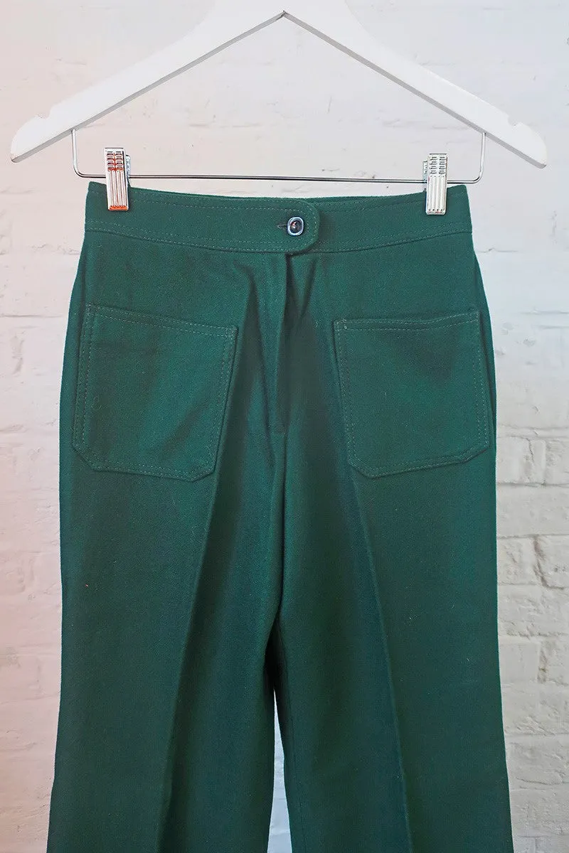 Vintage Trousers - Bottle Green Straight Leg - W25 L33