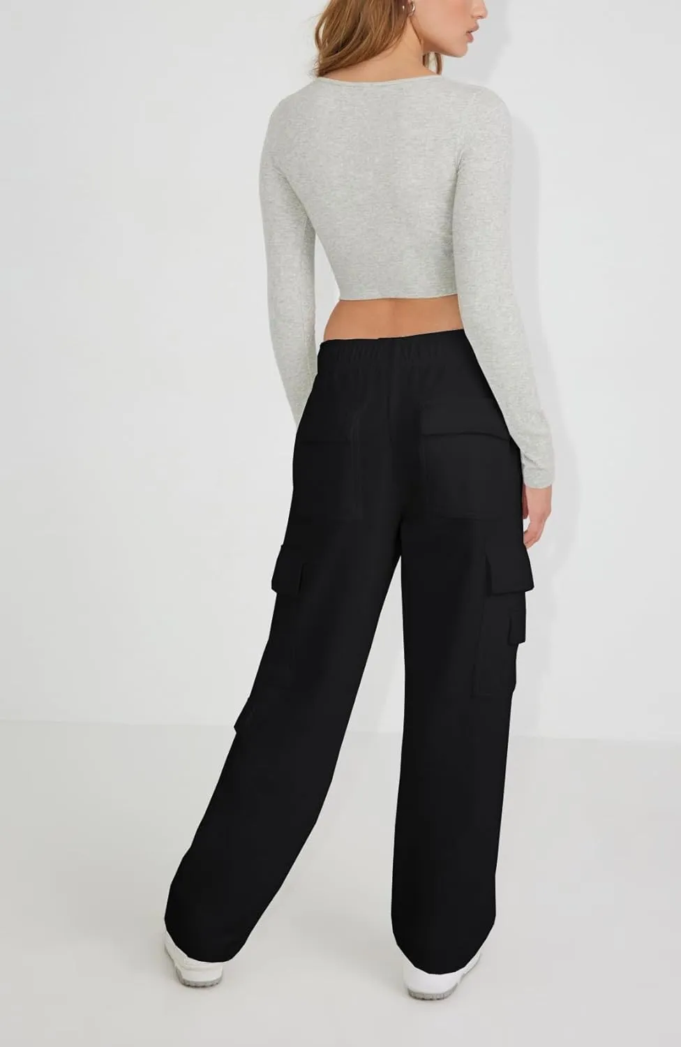 Waitfairy Wide Leg Sweatpants Women Cargo Pants Fleeece High Waisted Baggy Sweatpants for Women Casual Pants with 8 Pockets