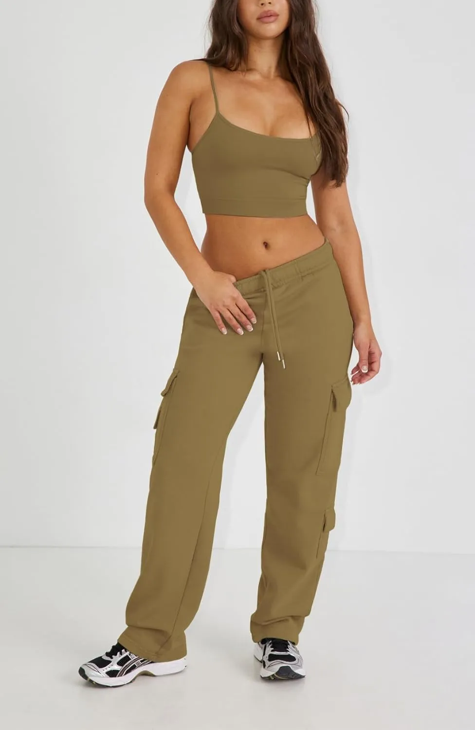 Waitfairy Wide Leg Sweatpants Women Cargo Pants Fleeece High Waisted Baggy Sweatpants for Women Casual Pants with 8 Pockets